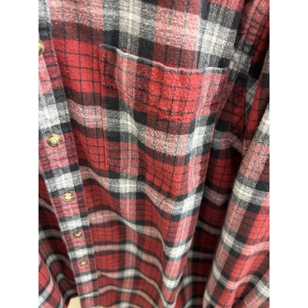 Vintage LL Bean Button Down Pocket Flannel Shirt Mens XL Plaid Purple OMT30 - Picture 6 of 9